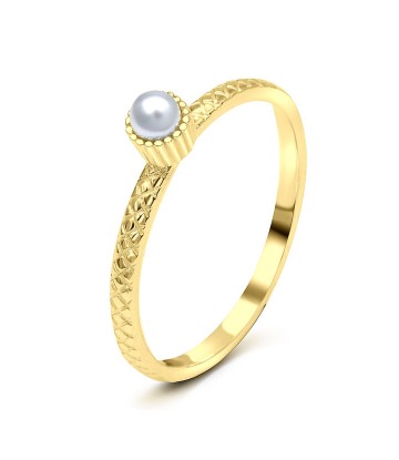 Pearl Gold Plated Silver Rings NSR-2906-GP